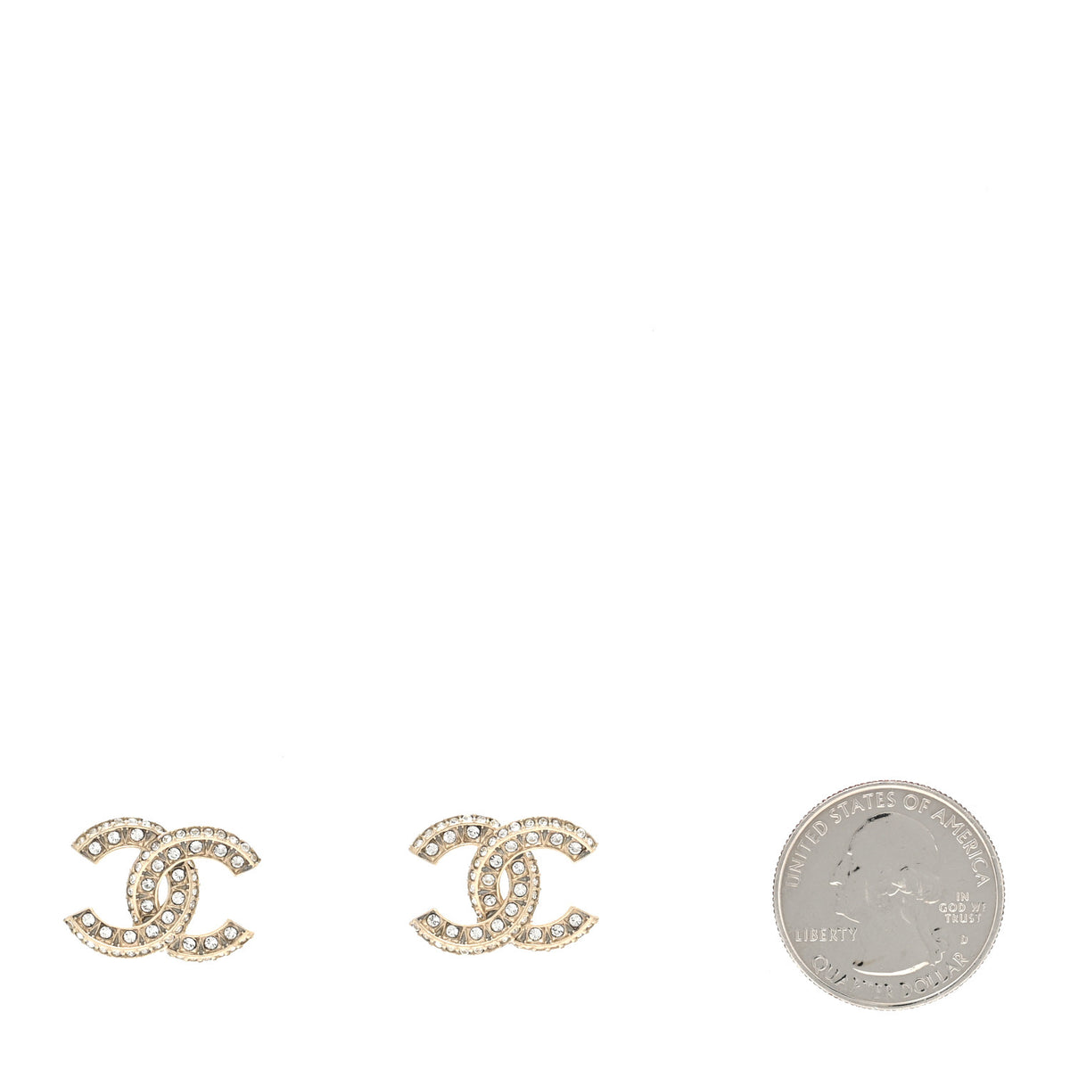 Chanel Crystal Timeless CC Earrings Light Gold 2 of 5