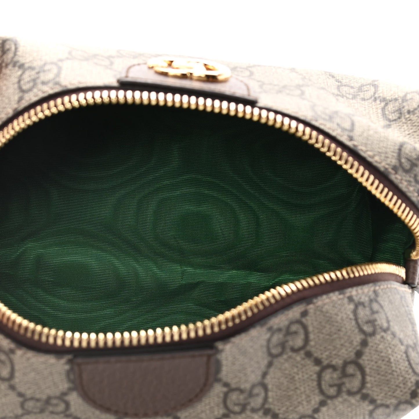 Soft GG Supreme Monogram Calfskin Medium Ophidia Cosmetic Case Beige Ebony New Acero