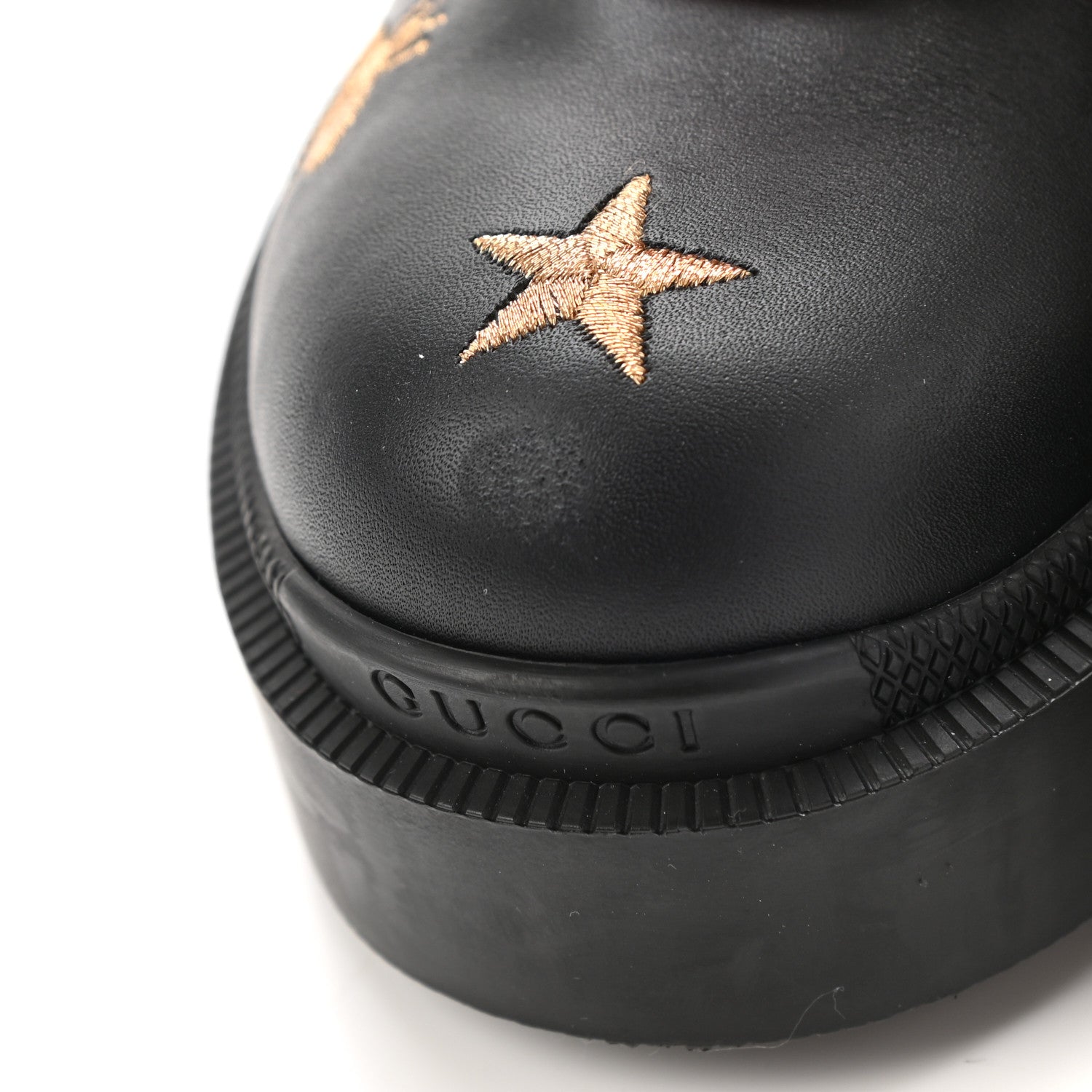 Gucci Calfskin Embroidered Lace Up Combat Ankle Boots 36 Black 11 of 16