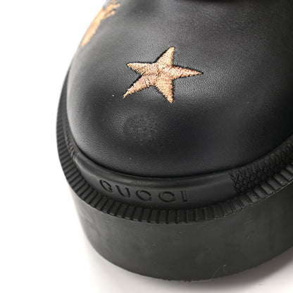 Gucci Calfskin Embroidered Lace Up Combat Ankle Boots 36 Black 11 of 16
