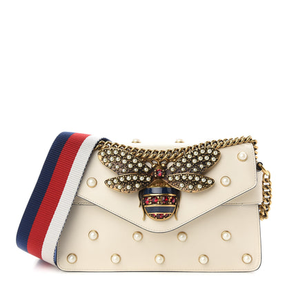 Gucci Nappa Pearl Studded Mini Queen Margaret Broadway Shoulder Bag Mystic White 1 of 9