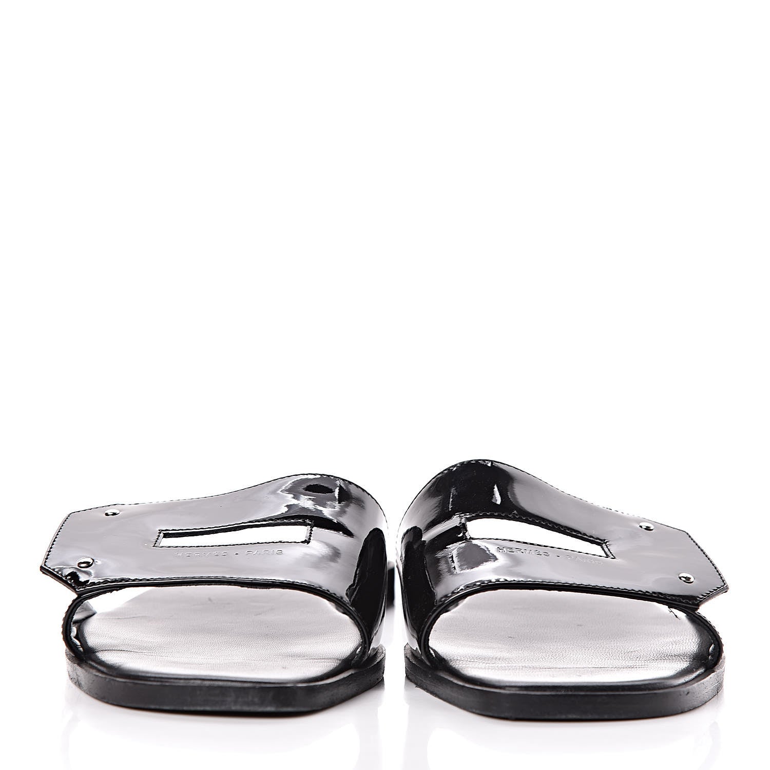 Hermes Patent View Sandals 37.5 Black 2 of 13