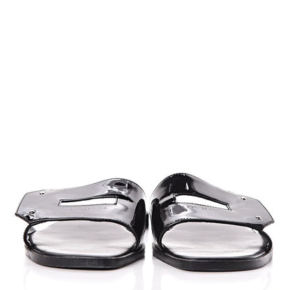 Hermes Patent View Sandals 37.5 Black 2 of 13
