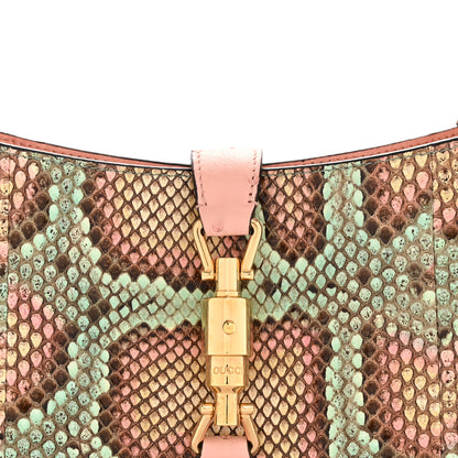 Gucci Snakeskin Ostrich Calfskin Small Jackie 1961 Hobo Pink Multicolor 8 of 14