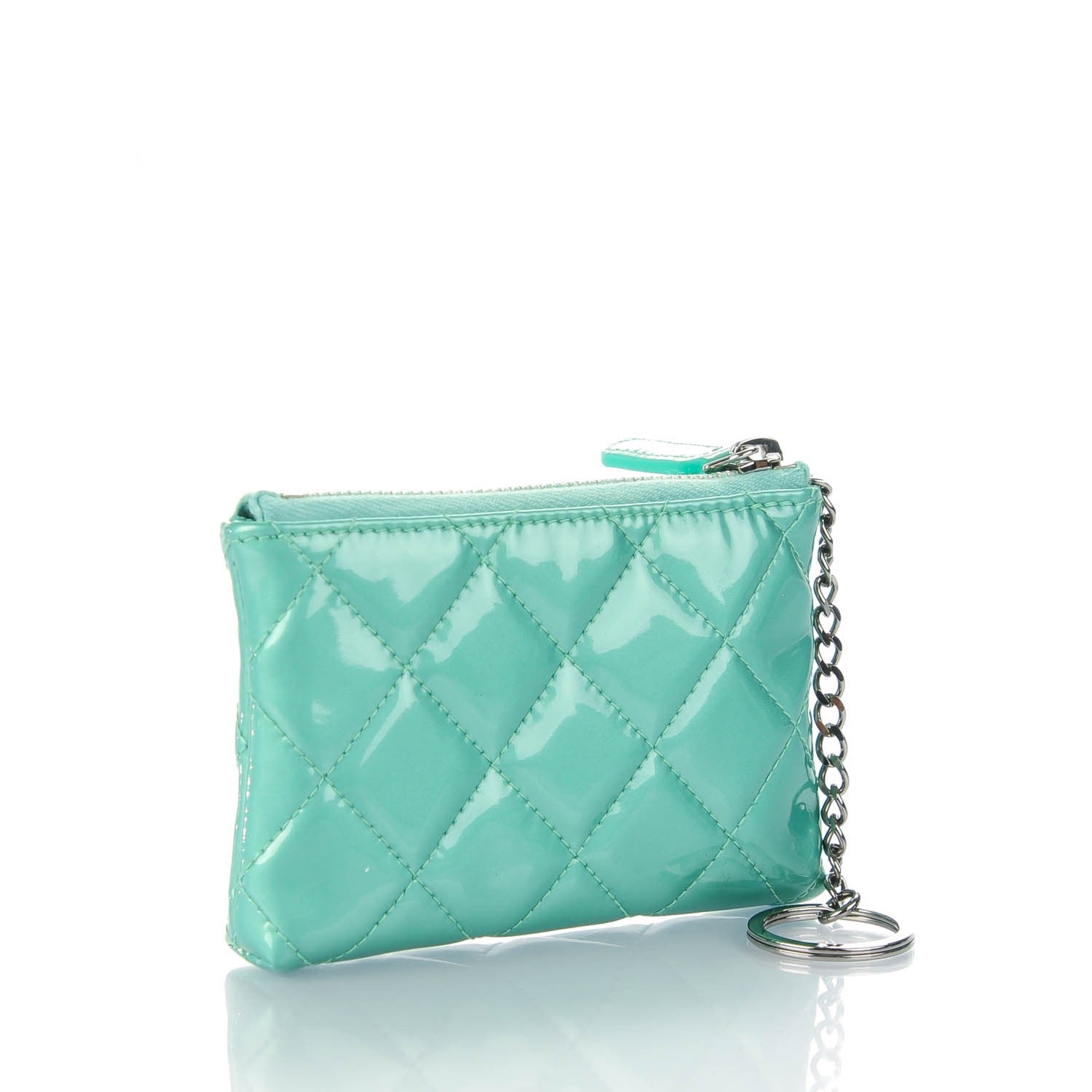 Chanel Patent Quilted Key Holder Case Green 3 of 7