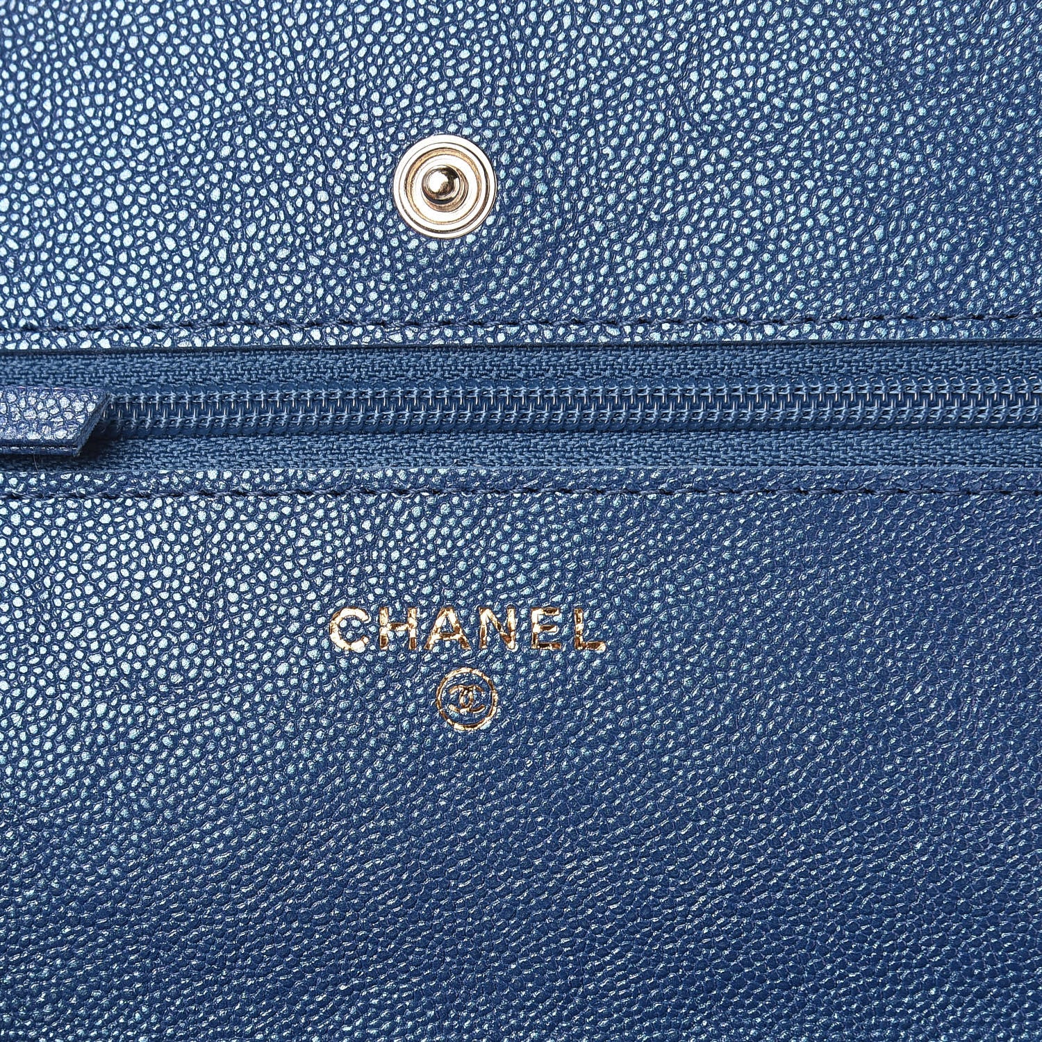 Chanel Iridescent Caviar Quilted Wallet On Chain WOC Dark Blue 6 of 12