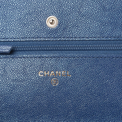 Chanel Iridescent Caviar Quilted Wallet On Chain WOC Dark Blue 6 of 12