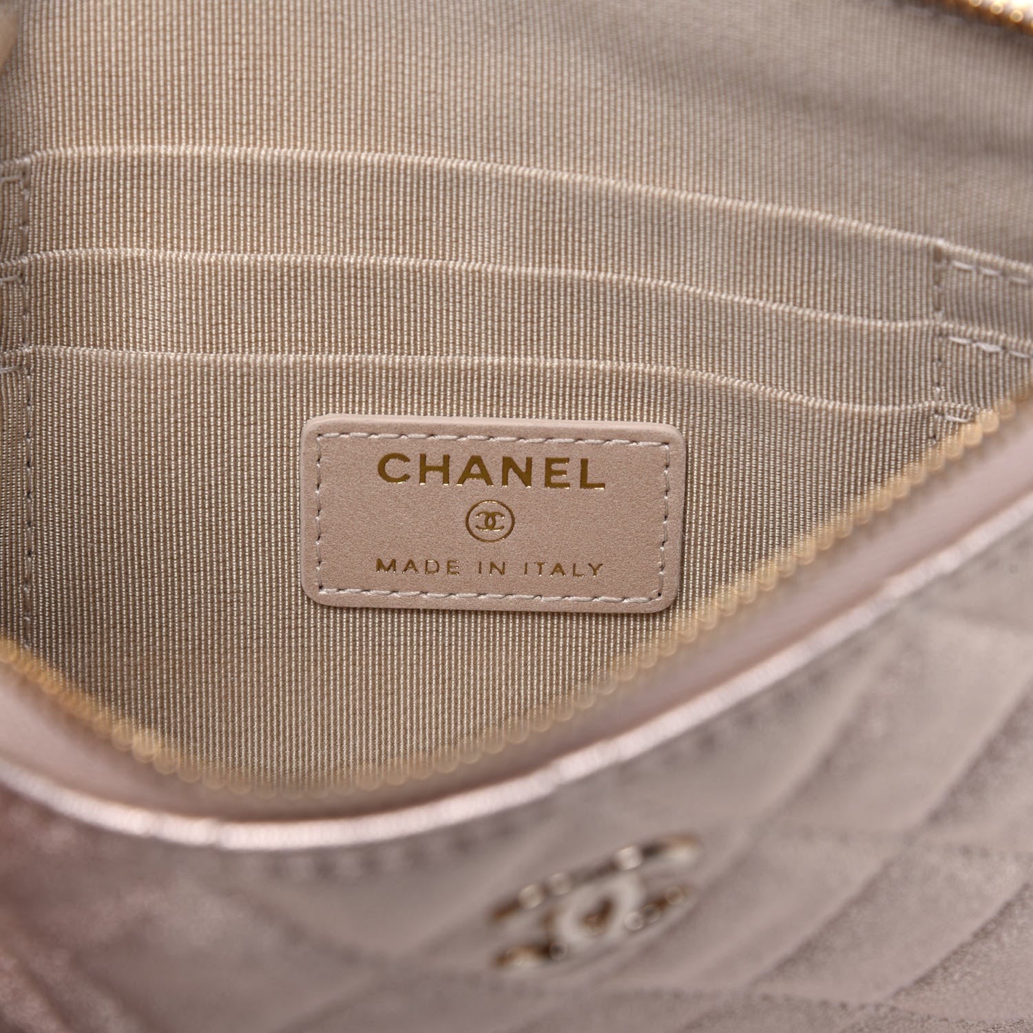 Chanel Metallic Lambskin Quilted Cosmetic Case Gold 6 of 11