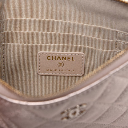 Chanel Metallic Lambskin Quilted Cosmetic Case Gold 6 of 11