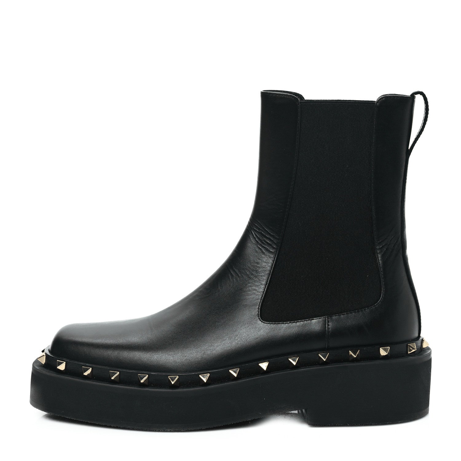 Valentino Garavani Calfskin Rockstud Platform Chelsea 20mm Boots 40 Black 1 of 9