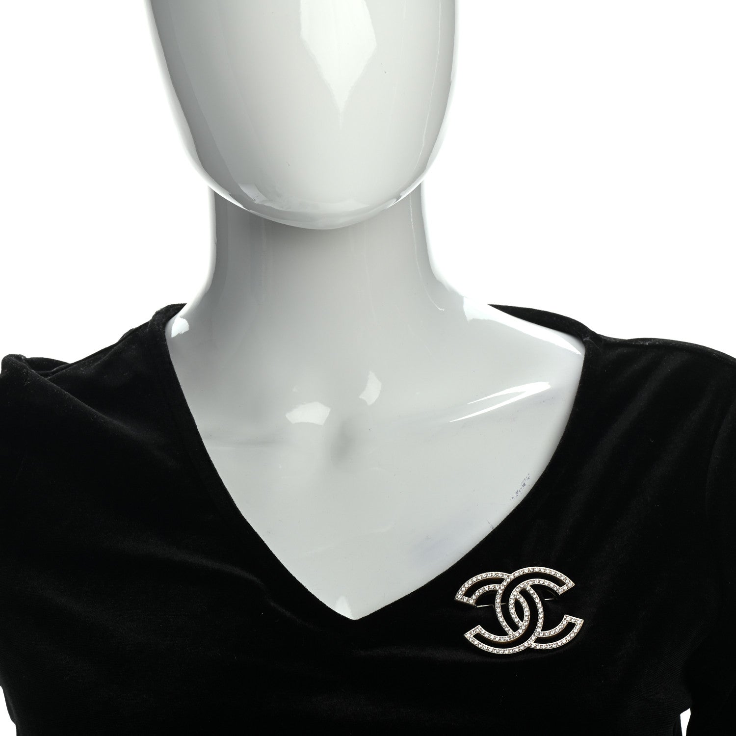 Chanel Crystal CC Brooch Light Gold 2 of 4