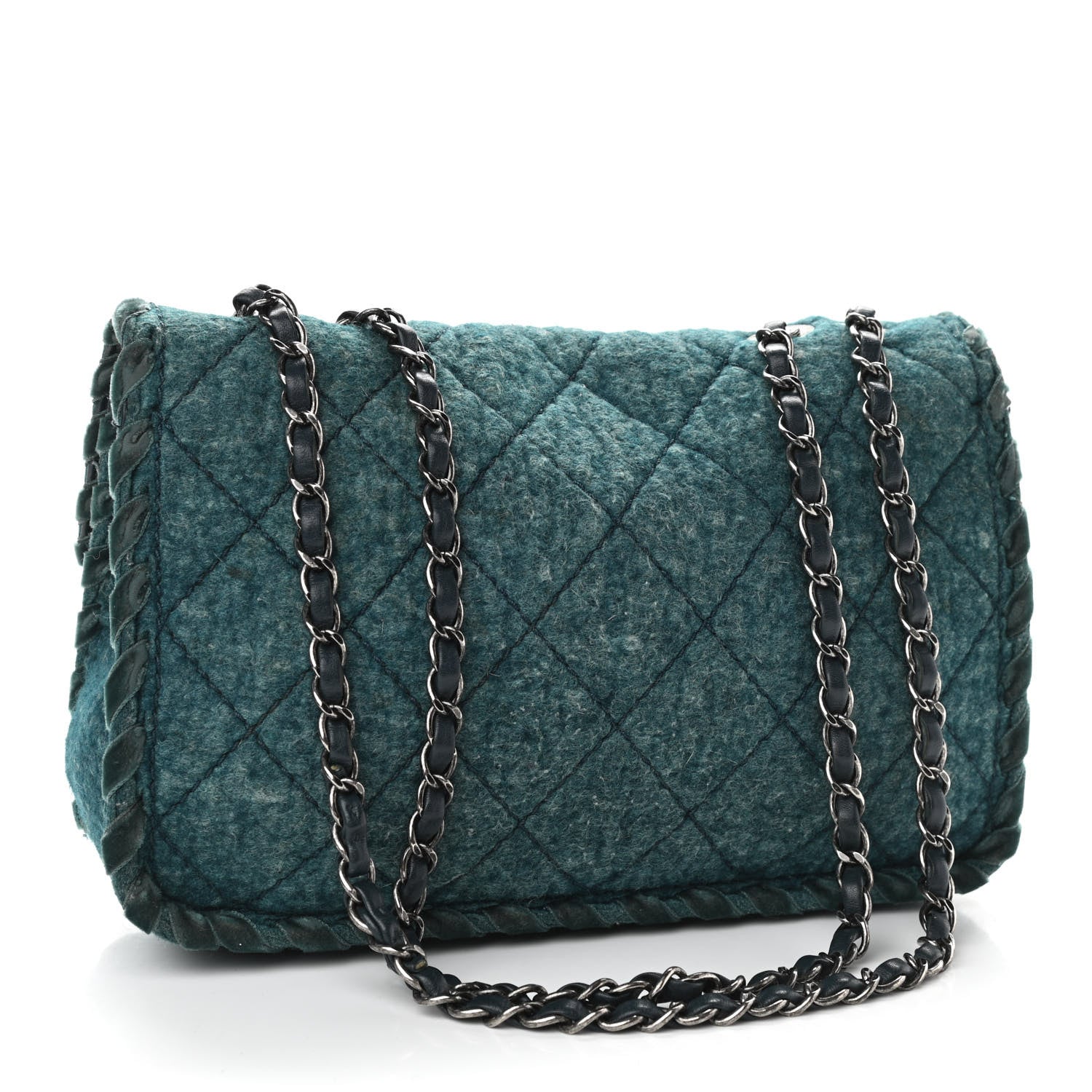 Chanel Fancy Felt Flap Teal 3 of 12