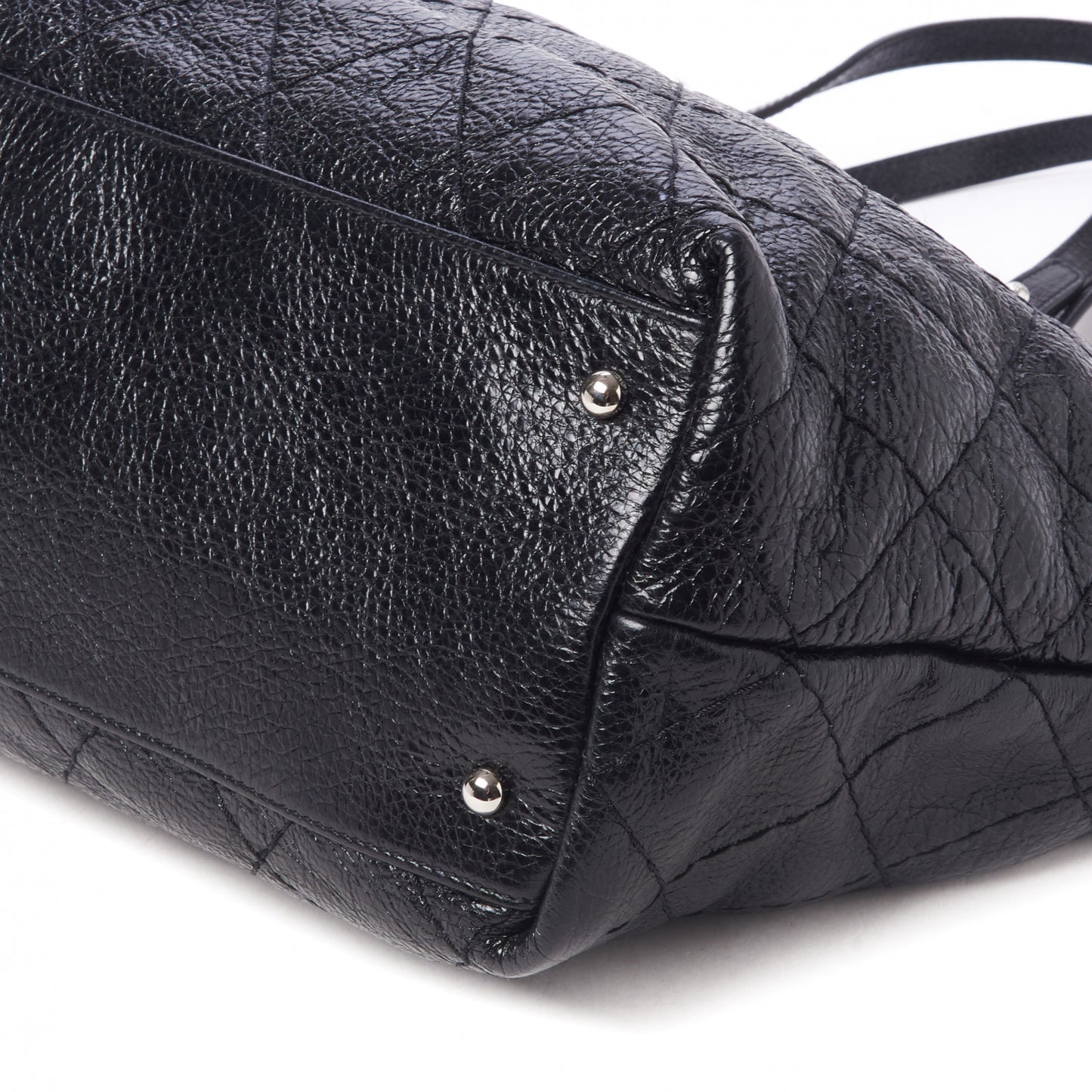 Glazed Calfskin Large On The Road Tote Black