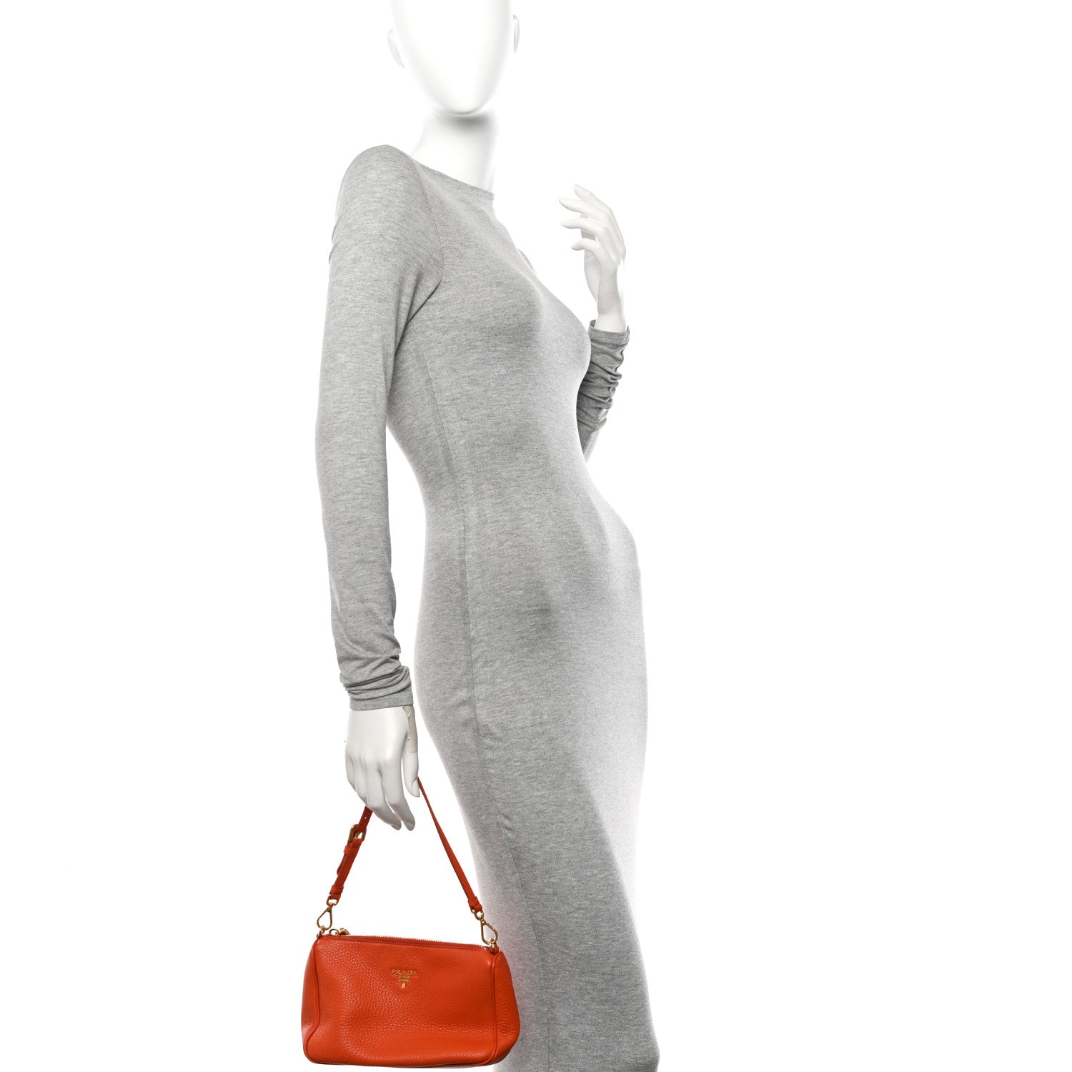 Prada Vitello Daino Shoulder Bag Papaya 2 of 14