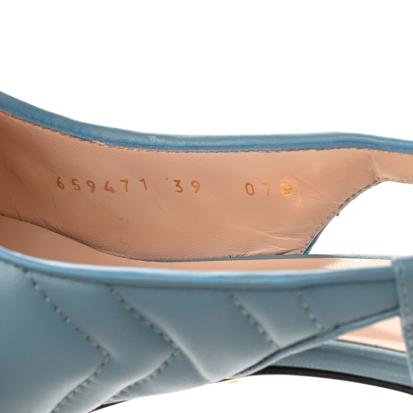 Nappa Charlotte Chevron Matelasse Double G 75mm Slingback Pumps 36.5 Sweet Blue
