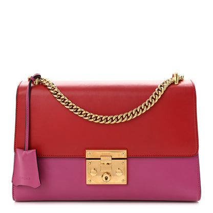 Gucci Moon Calfskin Bi-Color Medium Padlock Shoulder Bag New Rosette Hibiscus Red 1 of 14