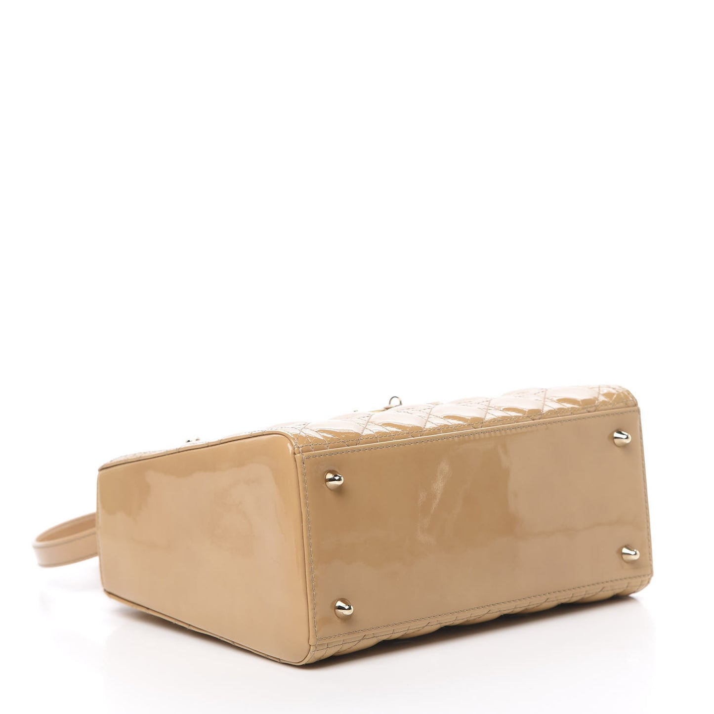 Patent Cannage Medium Lady Dior Beige