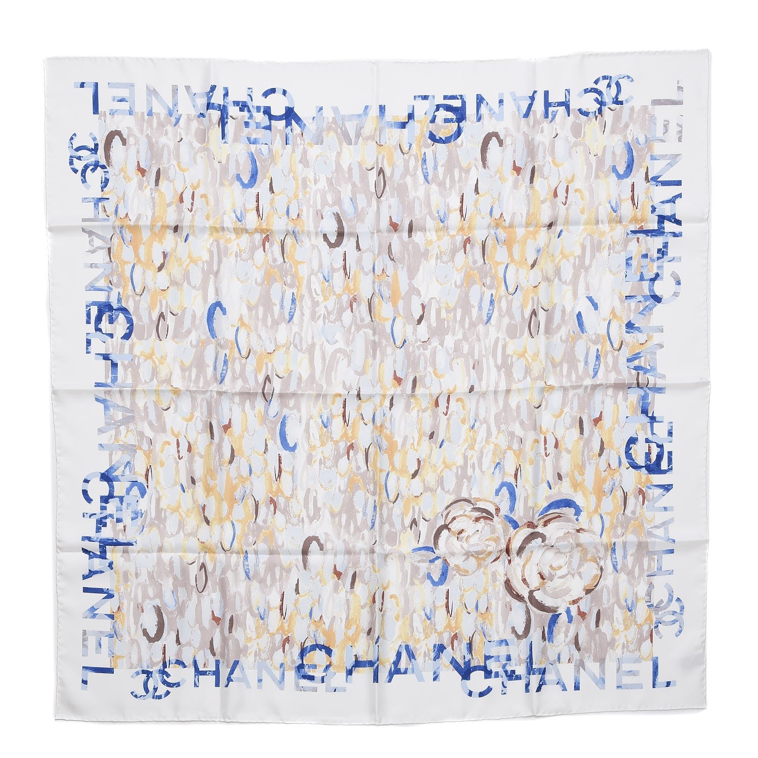 Chanel Silk Square Scarf Ivory Havana Beige 1 of 5