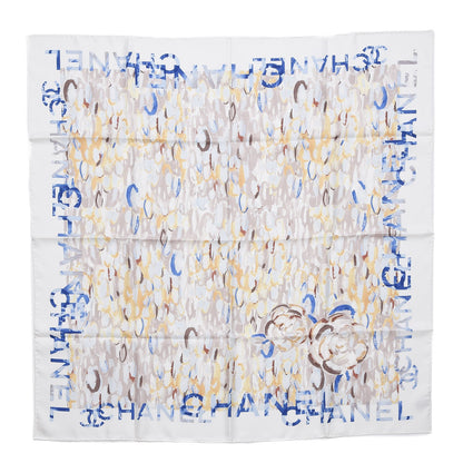 Chanel Silk Square Scarf Ivory Havana Beige 1 of 5