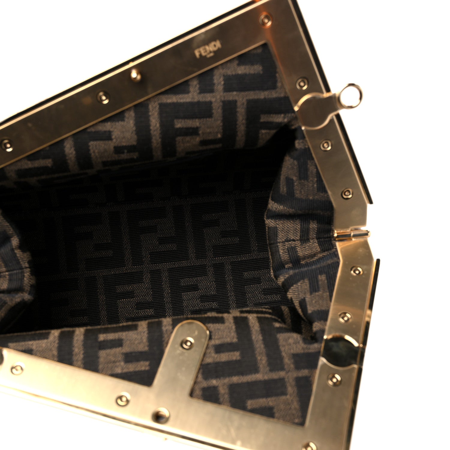 Fendi X VERSACE Silk Calfskin Fendace FF Baroque Print Medium Fendi First White Gold 5 of 8