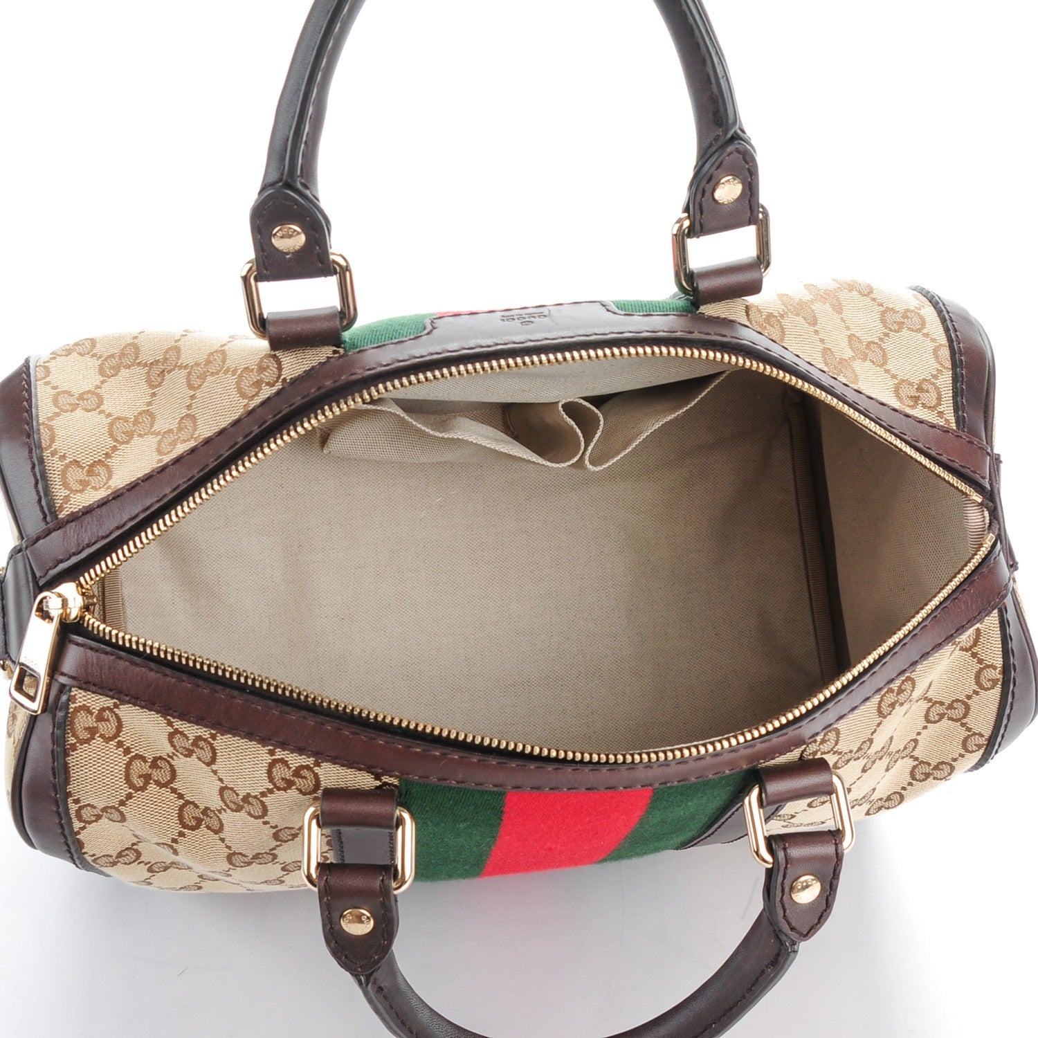 Gucci Monogram Vintage Web Medium Boston Dark Brown 5 of 7
