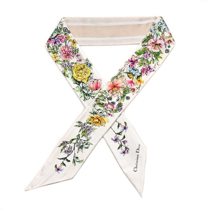 Christian Dior Silk Twill D-Floral Mitzah Scarf White Multicolor 1 of 5