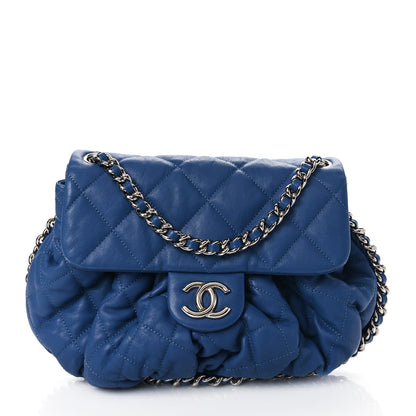 Chanel Washed Lambskin Quilted Medium Chain Around Flap Blue 1 of 9