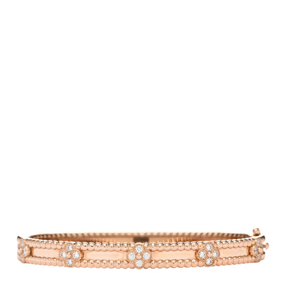 Van Cleef & Arpels 18K Rose Gold Diamond Perlee Sweet Clovers Bracelet S 2 of 4