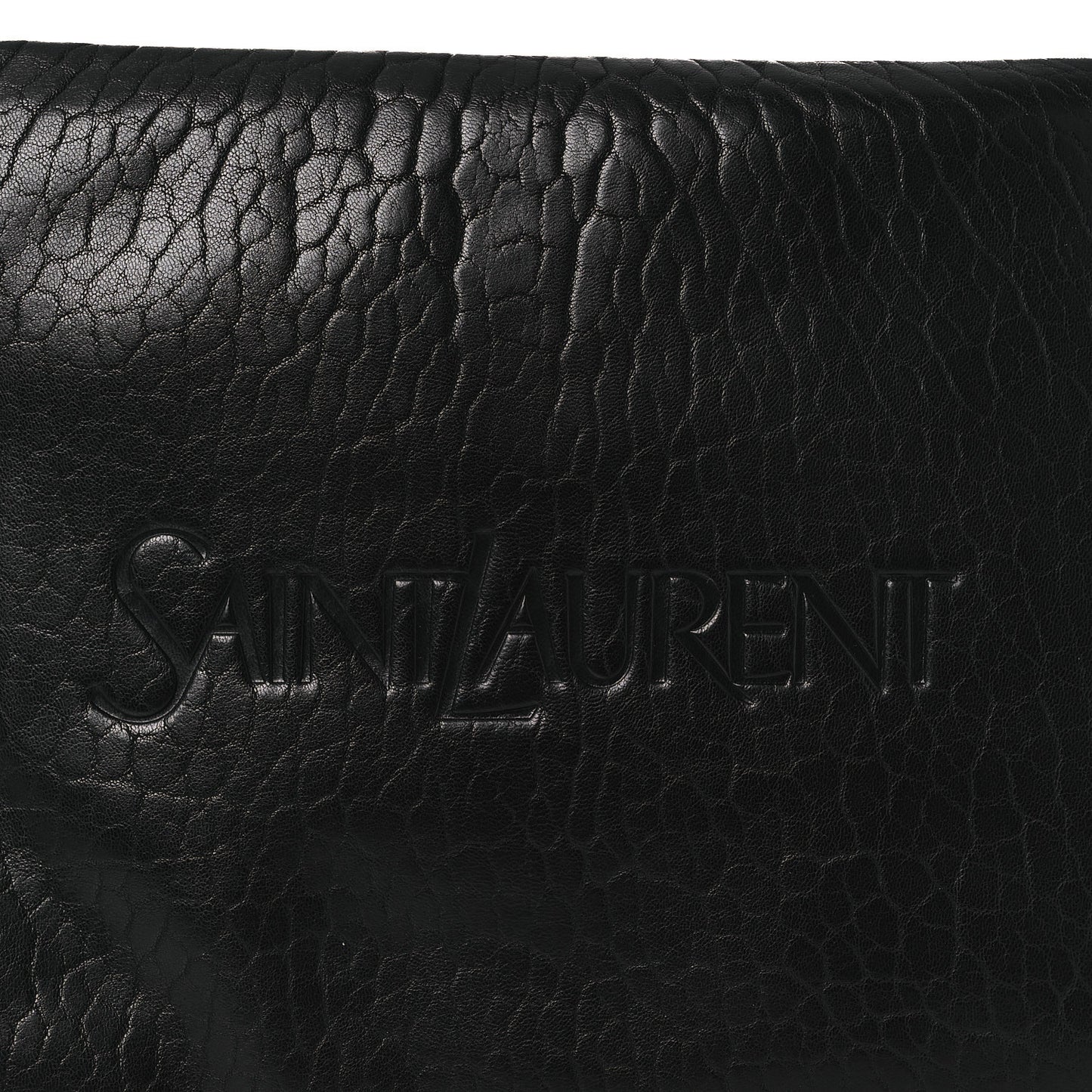 Calfskin Large Puffy Pouch Black
