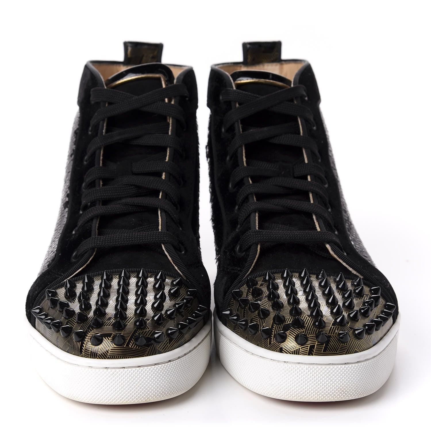 Christian Louboutin Sequin Patent Mens Louis Spikes Orlato Flat Sneakers 43 Black 2 of 11