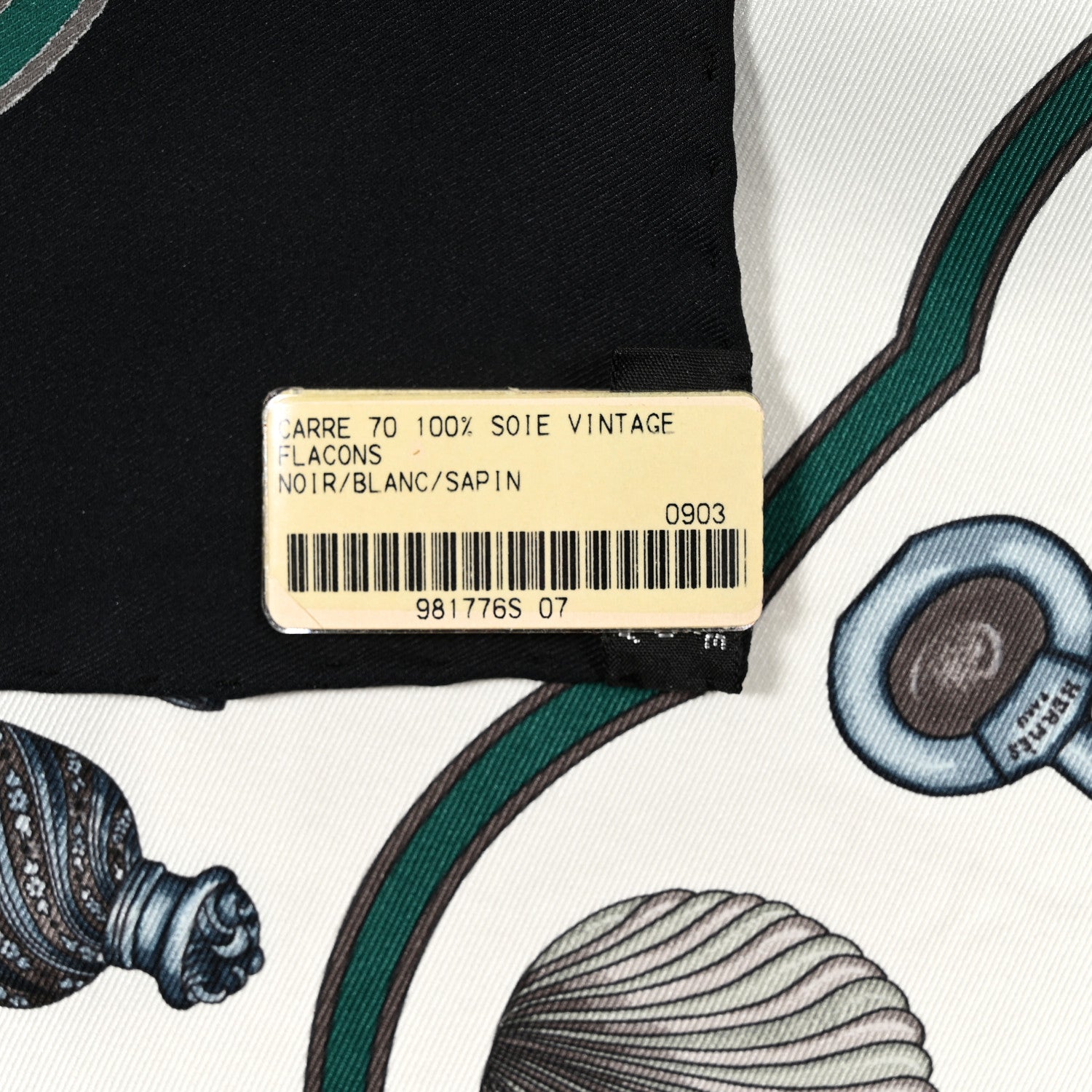 Hermes Silk Les Flacons Scarf 70 Black White Sapin 5 of 5