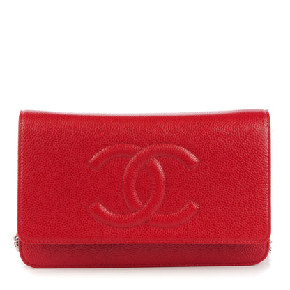 Chanel Caviar Timeless CC Wallet On Chain WOC Red 1 of 8