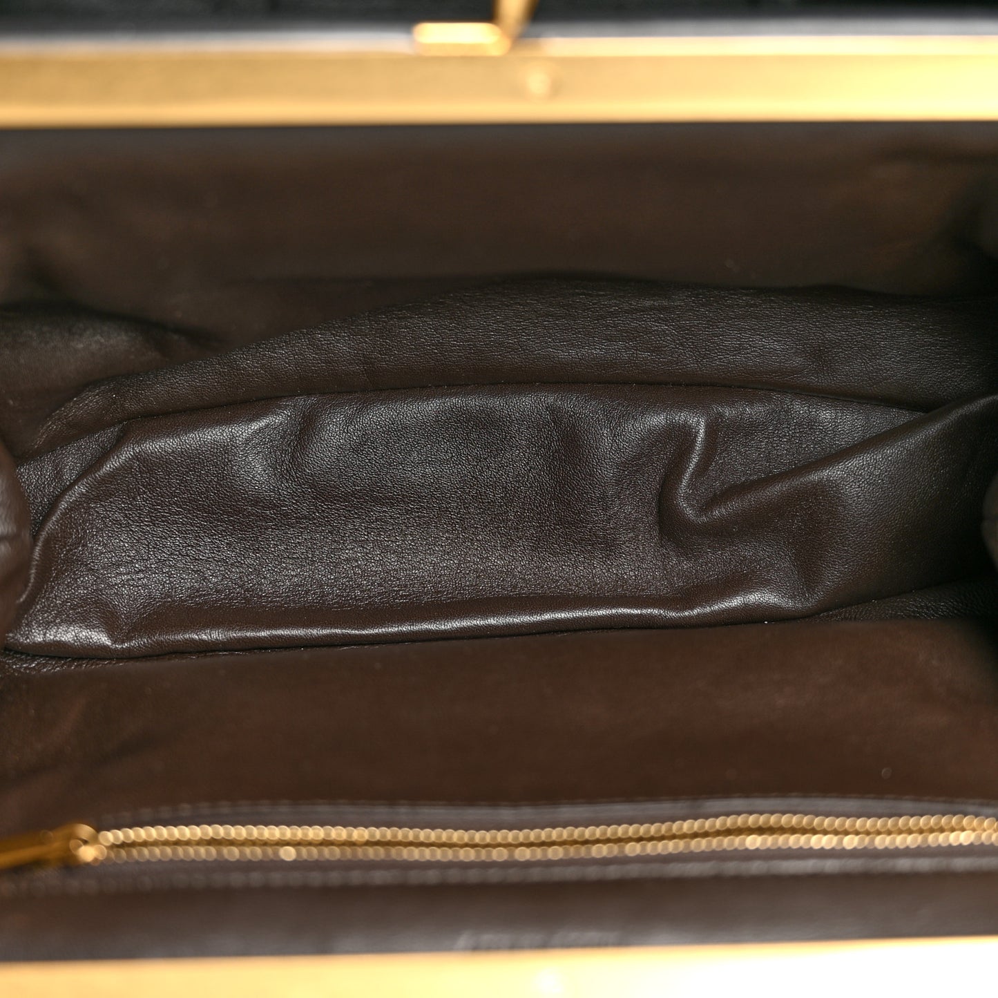 Calfskin Pleated French Lock Clutch Black