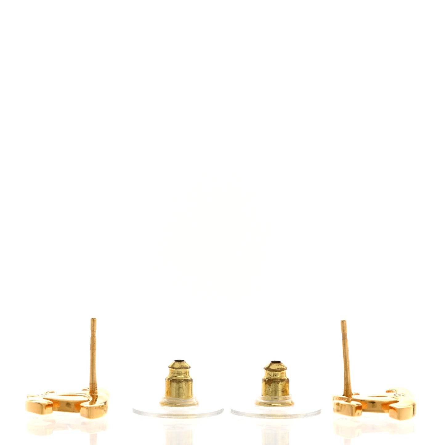 Metal CC Paris Button Stud Earrings Gold