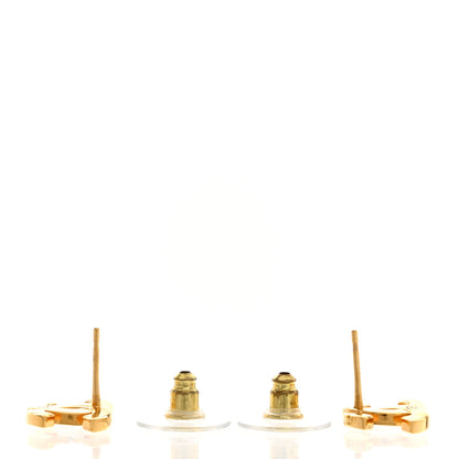 Chanel Metal CC Paris Button Stud Earrings Gold 3 of 5