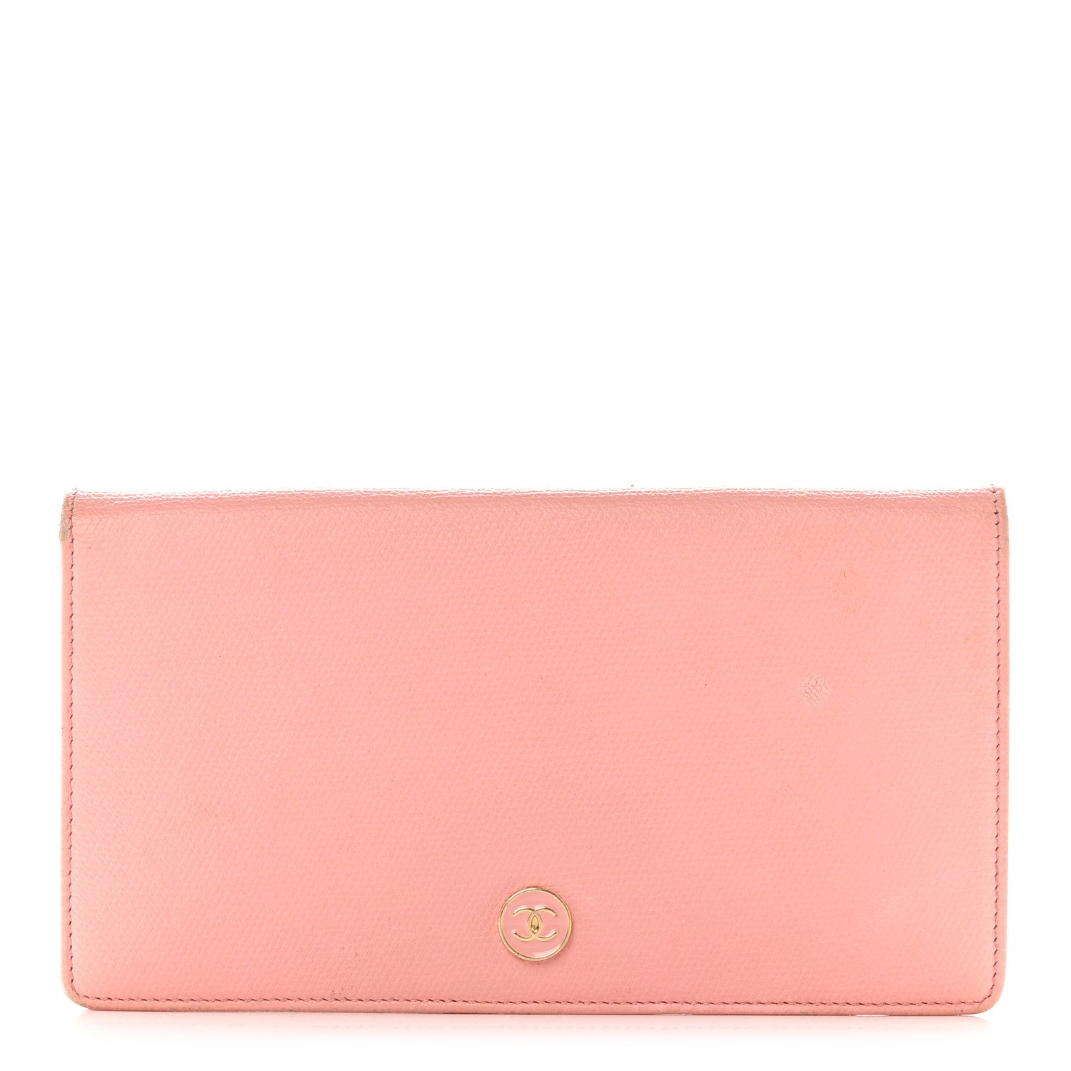 Chanel Grained Calfskin CC Button Yen Wallet Pink 1 of 13