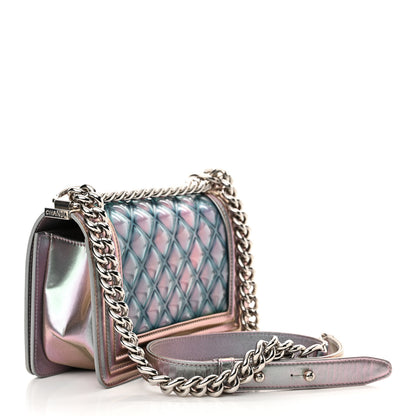 Chanel Iridescent Patent Calfskin PVC Quilted Small Boy Flap Light Purple 3 of 16