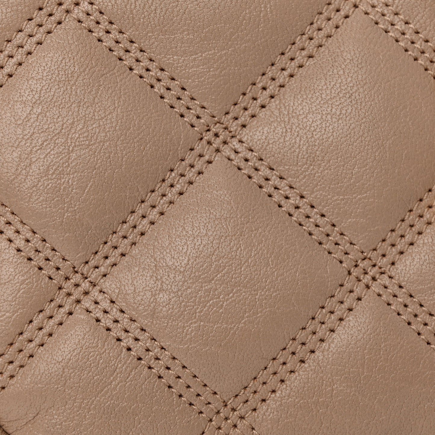 Grained Lambskin Quilted Mini Becky Double Zip Bag Natural Tan