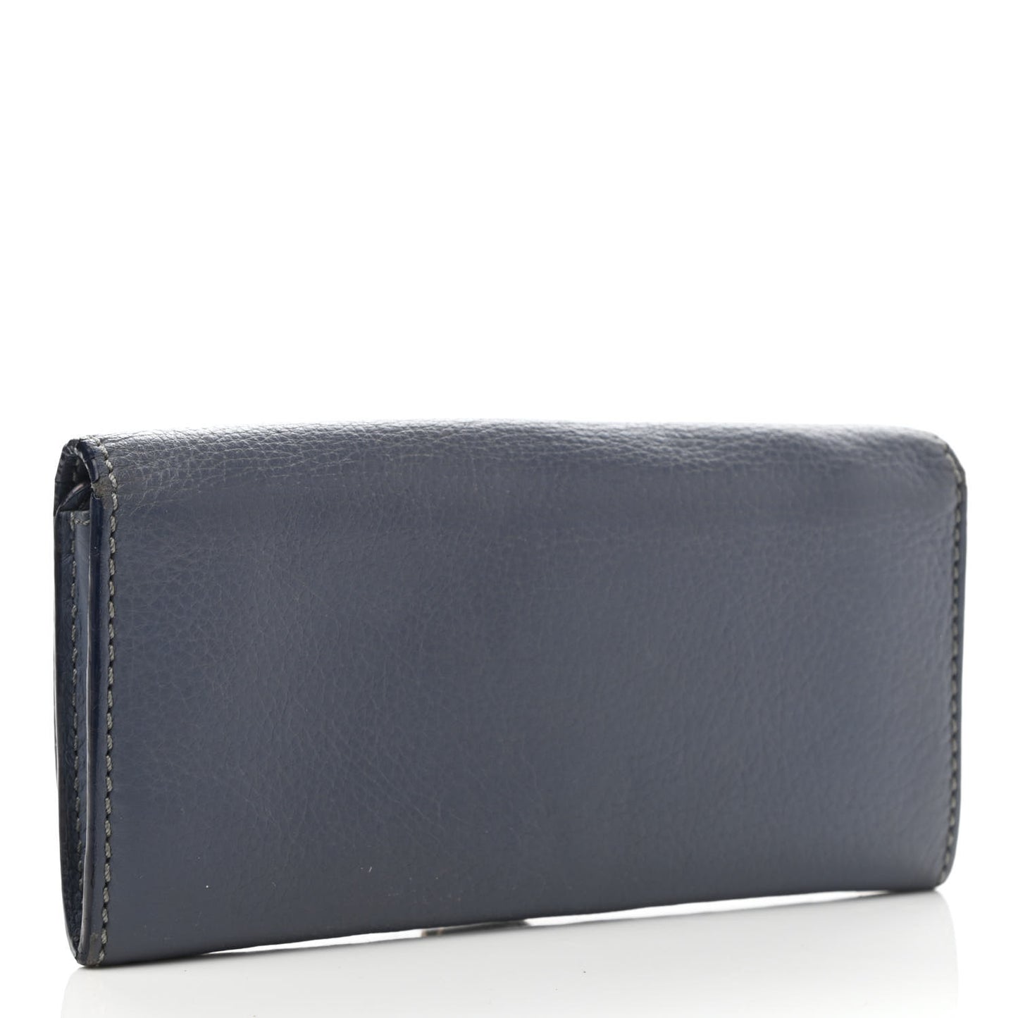 Calfskin Marcie Continental Flap Wallet Street Blue