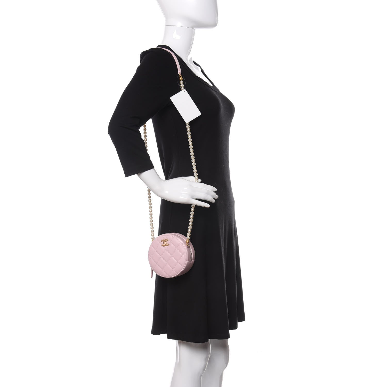 Chanel Calfskin Quilted Pearl Round Clutch With Chain Light Pink 2 of 11