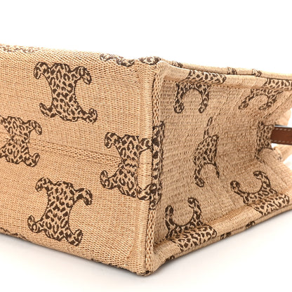 Celine Raffia Effect Leopard Calfskin Triomphe Small Cabas Thais Natural Tan 9 of 9