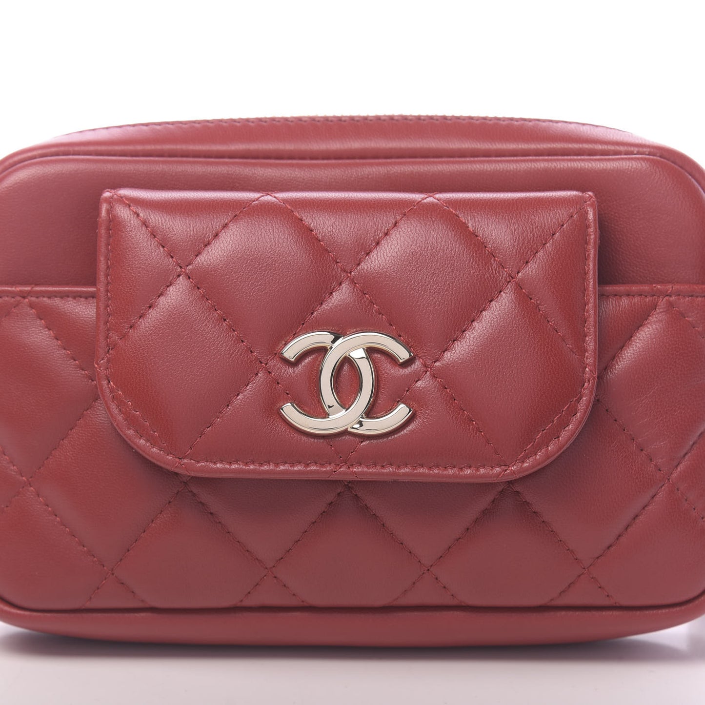 Lambskin Quilted Waist Bag Red