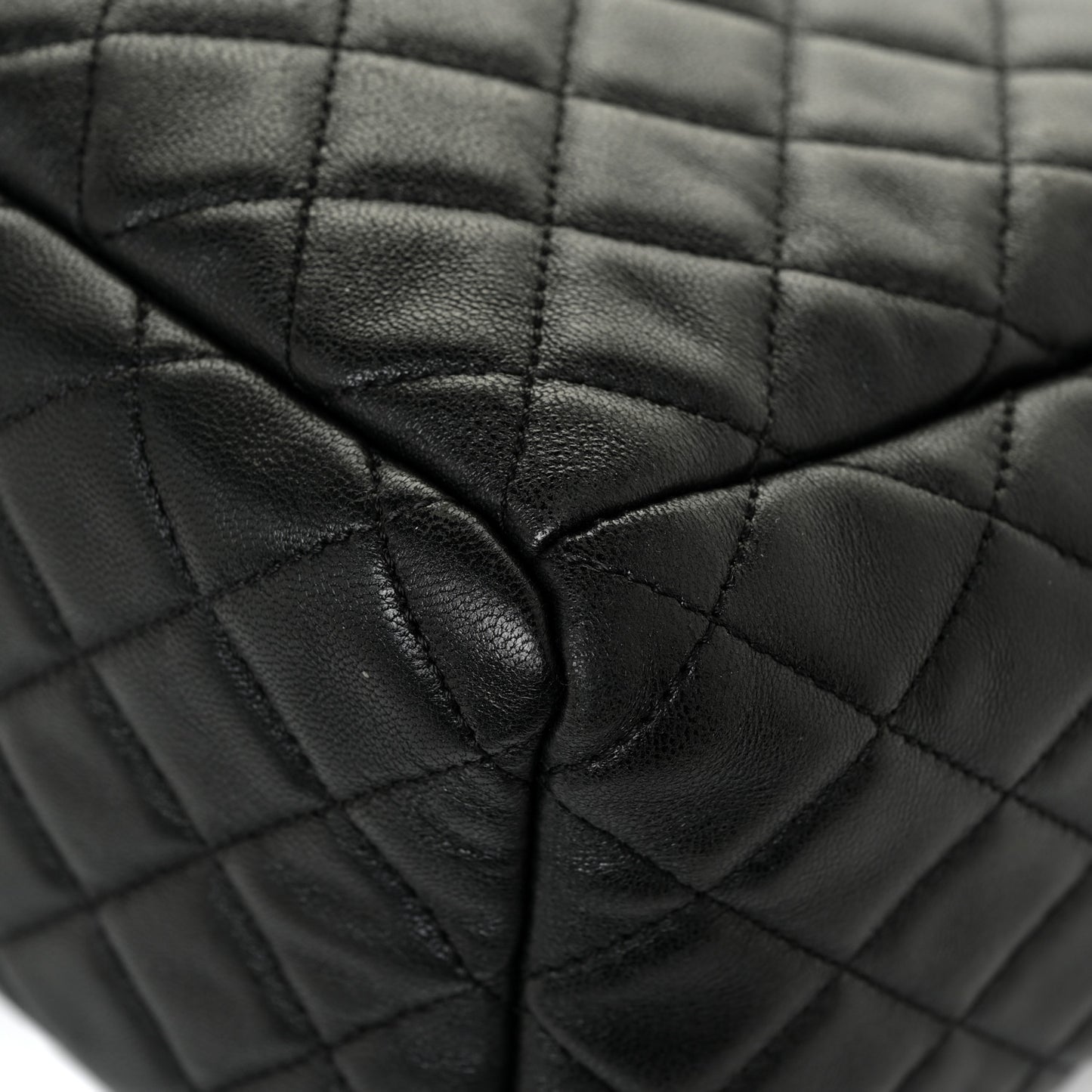 Lambskin Quilted Mini CC Chain Bucket Bag Black