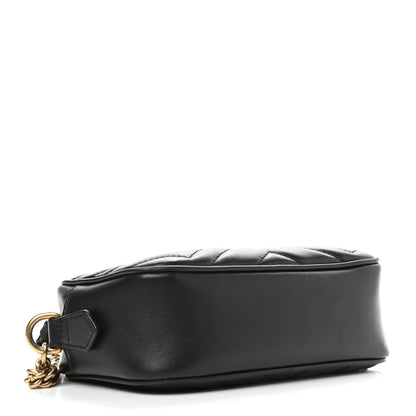 Gucci Calfskin Matelasse Mini GG Marmont Chain Shoulder Bag Black 4 of 9