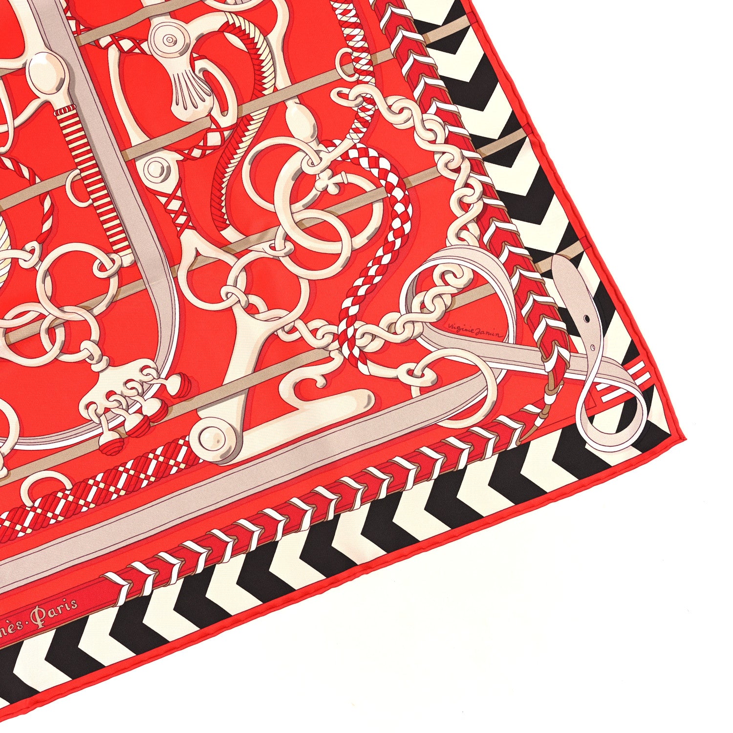 Hermes Silk Panoplie Equestre Scarf 90 Rouge Creme Ebene 4 of 5