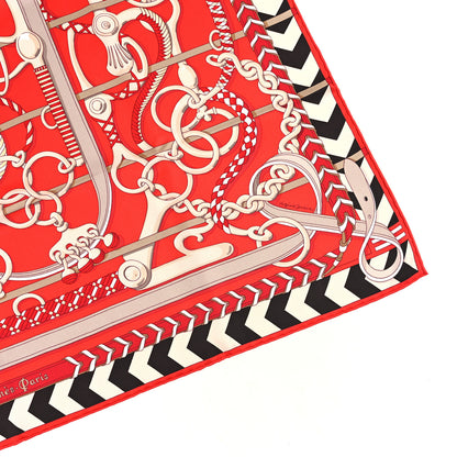 Hermes Silk Panoplie Equestre Scarf 90 Rouge Creme Ebene 4 of 5