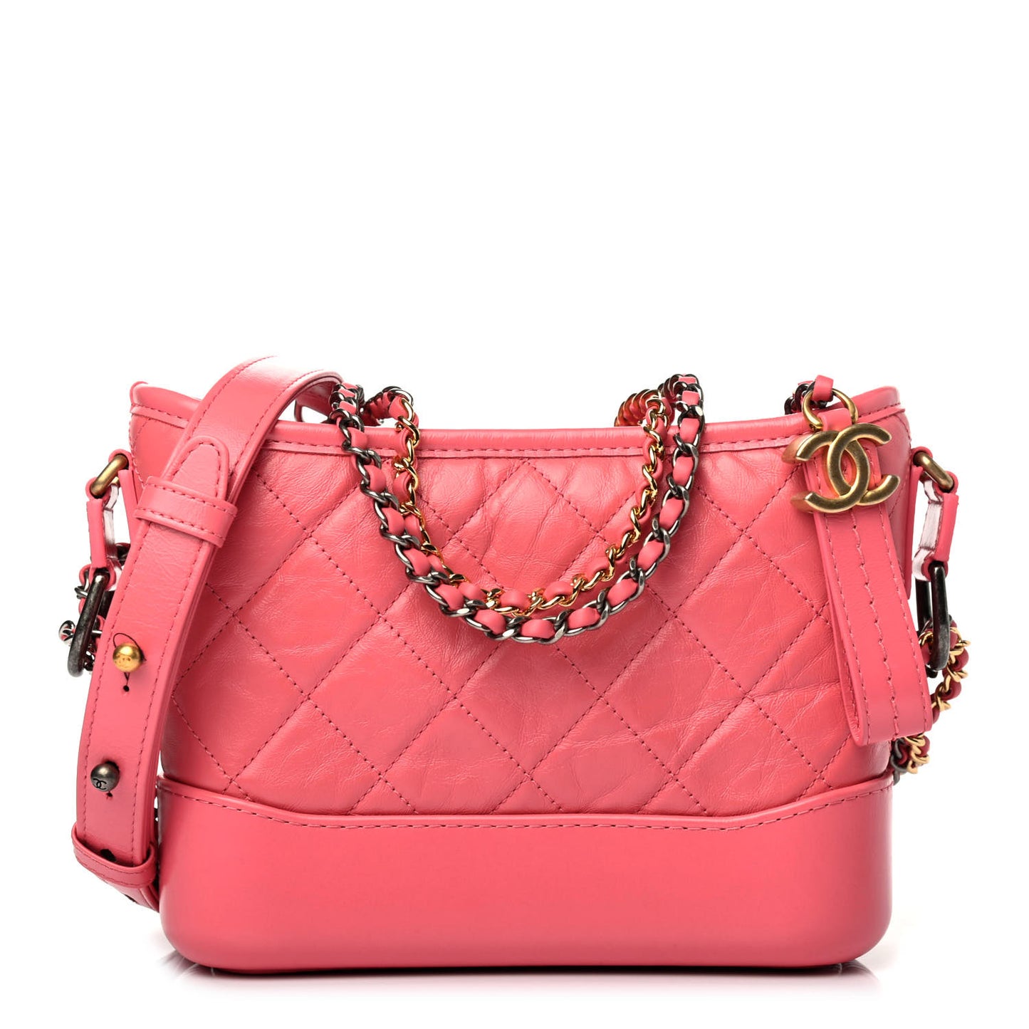 Aged Calfskin Quilted Small Gabrielle Hobo Rose