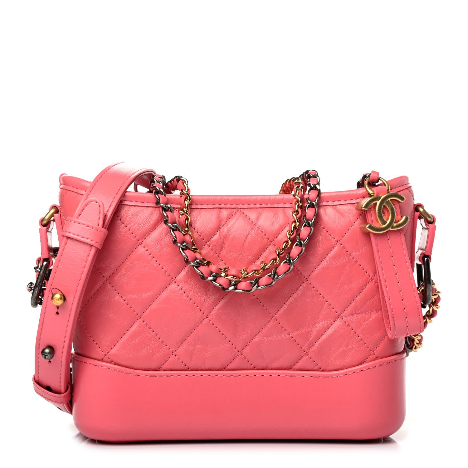 Chanel Aged Calfskin Quilted Small Gabrielle Hobo Rose 1 of 4