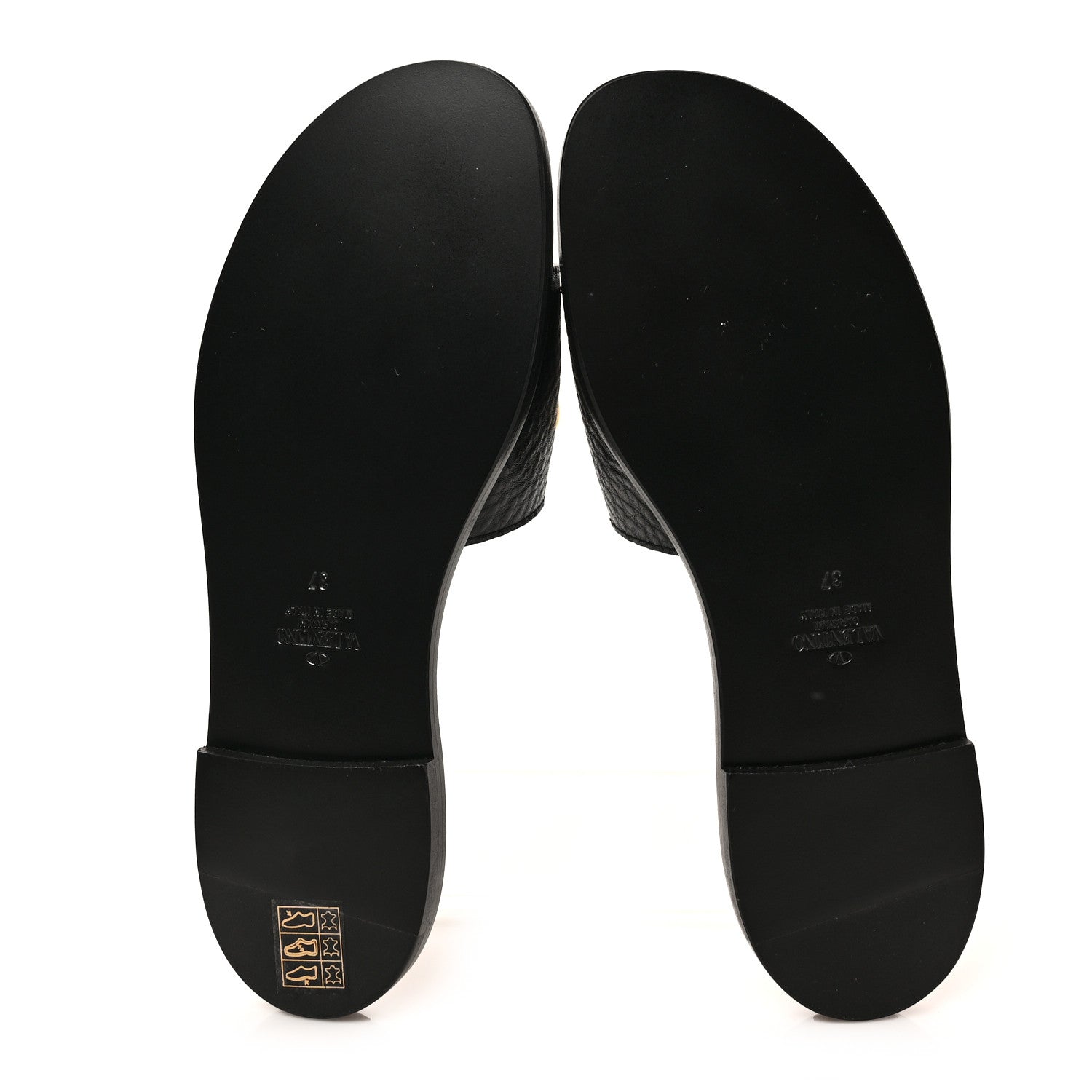 Valentino Garavani Grainy Cowhide Vlogo Flat Slide Sandals 37 Black 5 of 9