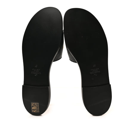 Valentino Garavani Grainy Cowhide Vlogo Flat Slide Sandals 37 Black 5 of 9